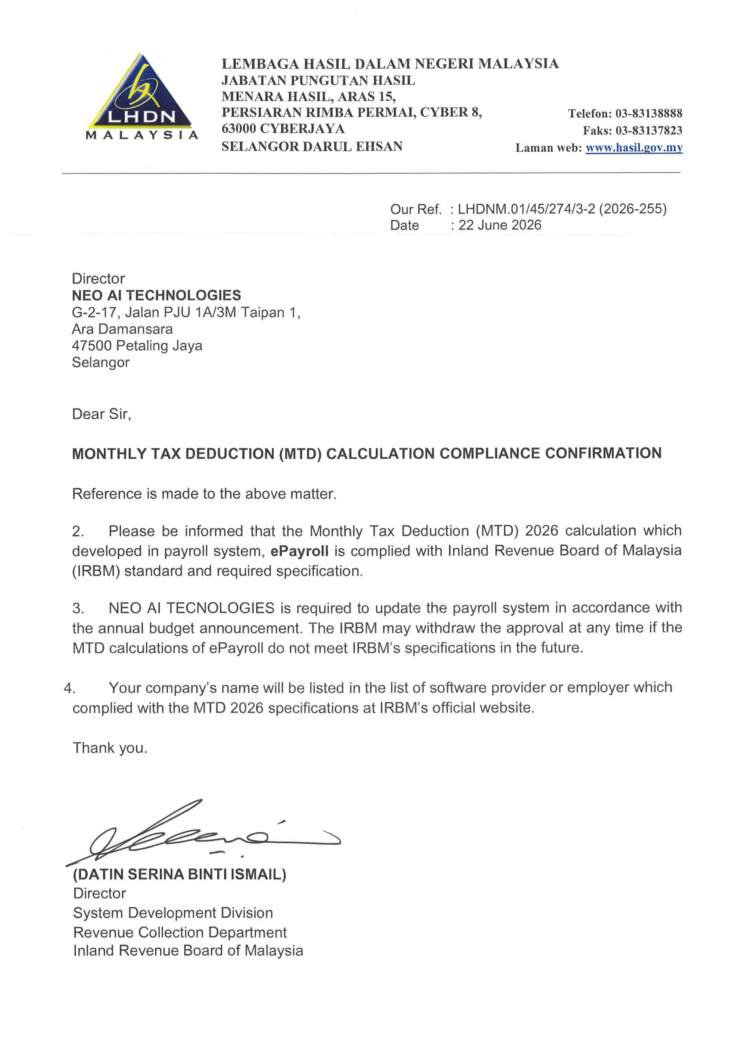 LHDN Payroll System Approval